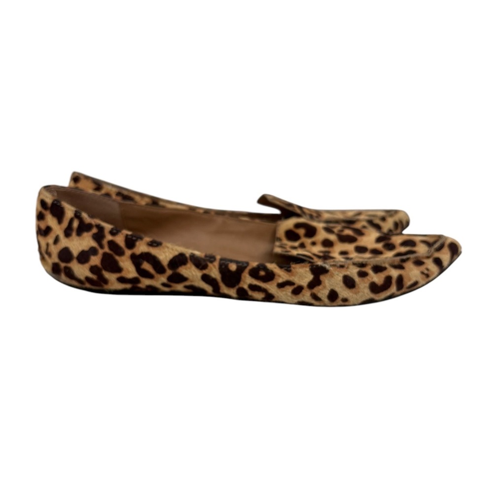 Steve Madden Feather-L Loafers Leopard Print Cow Hair Pointed Toe Size 8M